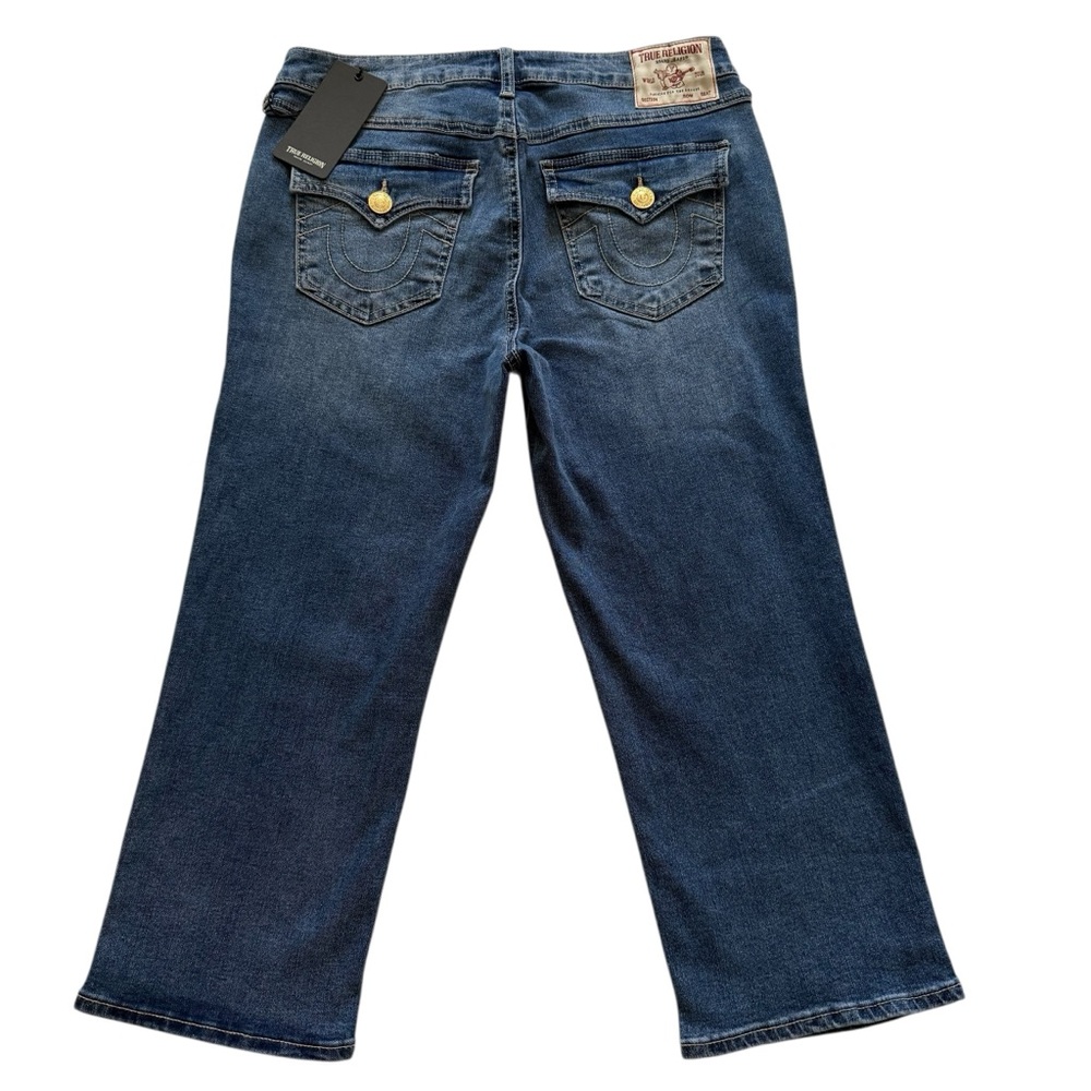 NWT $159🔥 True Religion Billie Flap Straight Capri Denim Jeans Women’s Size 29